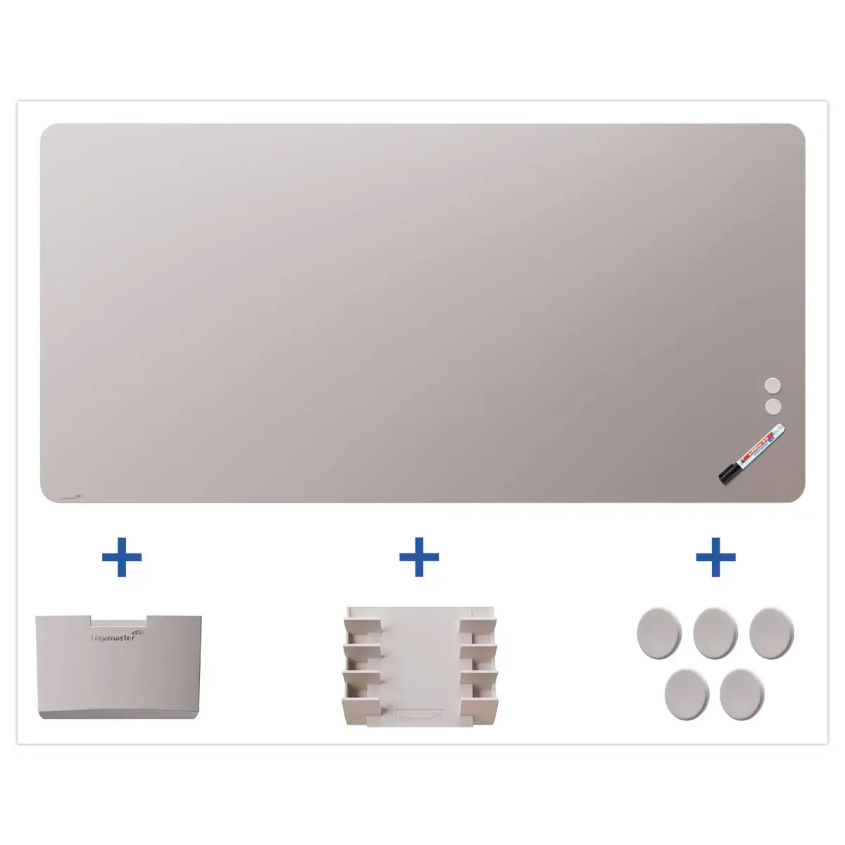 Tableau en Verre Mat Magn&eacute;tique 100x200 + Kit - Gris- LEGAMASTER 