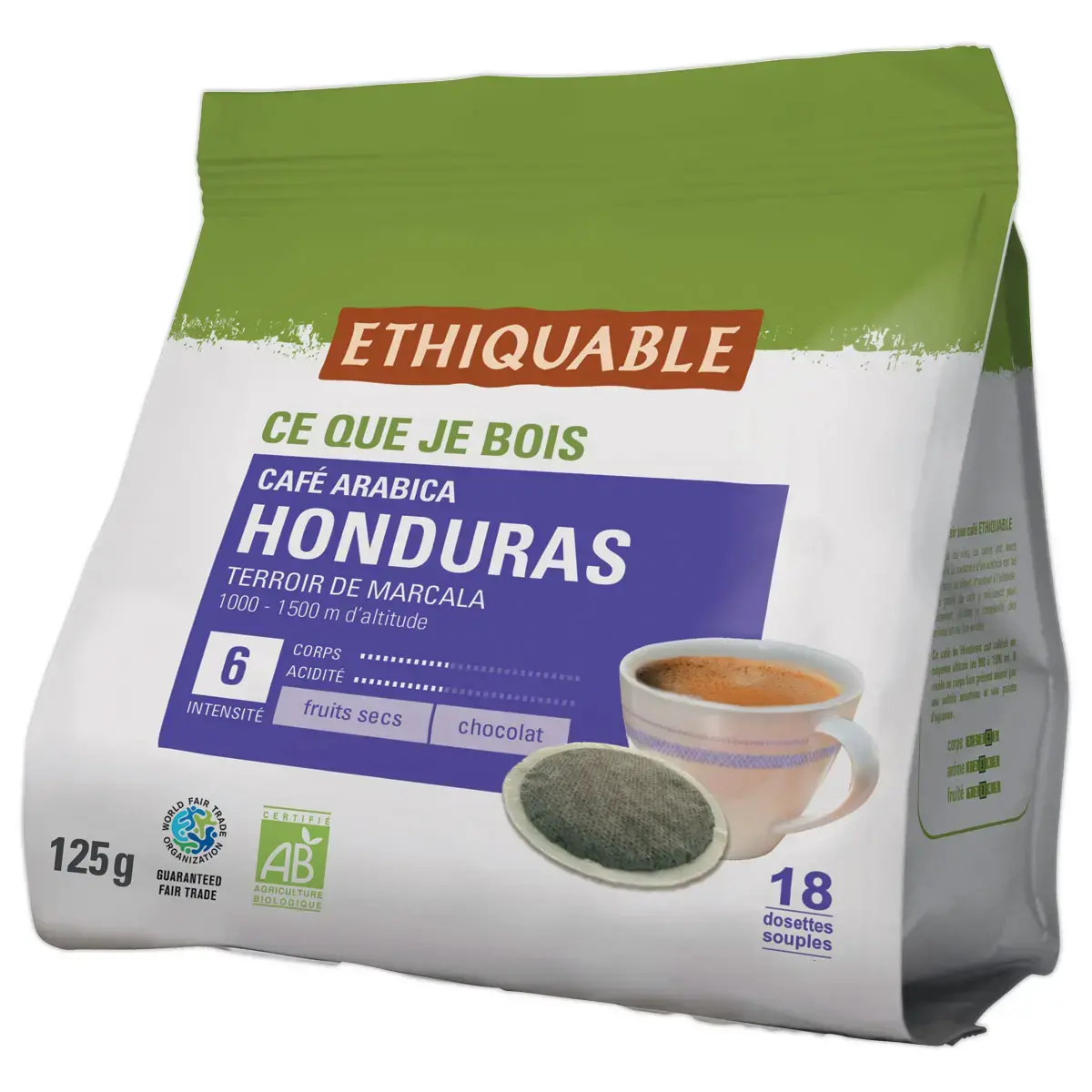 18 Dosettes de café corsé biologique et équitable - ETHIQUABLE