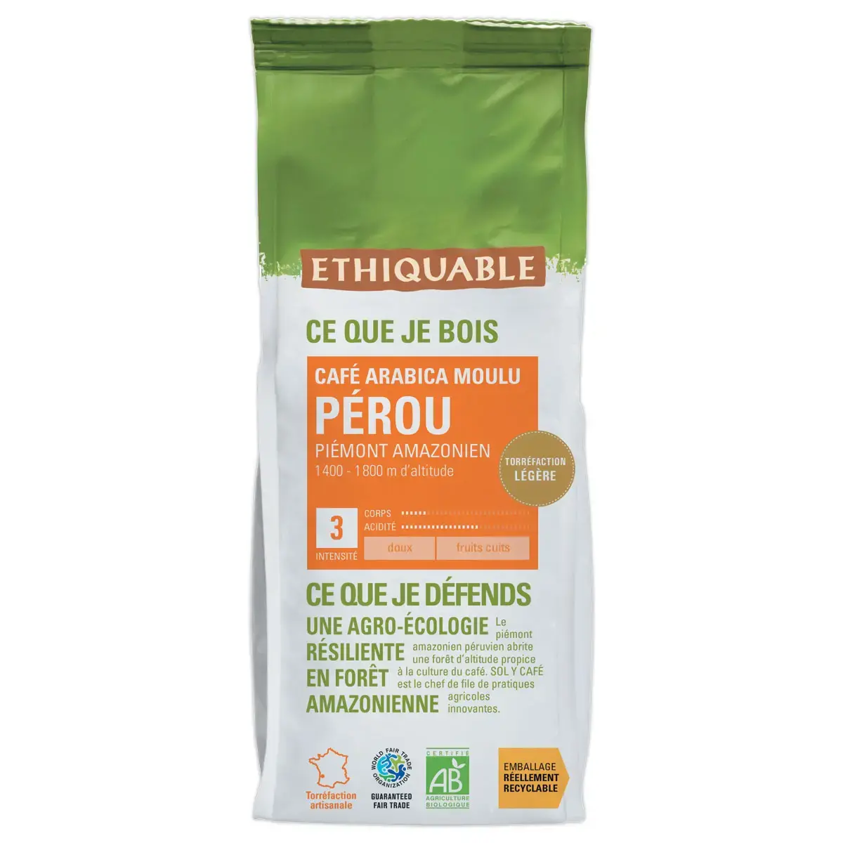 Caf&eacute; moulu biologique P&eacute;rou - 1 kg - ETHIQUABLE 