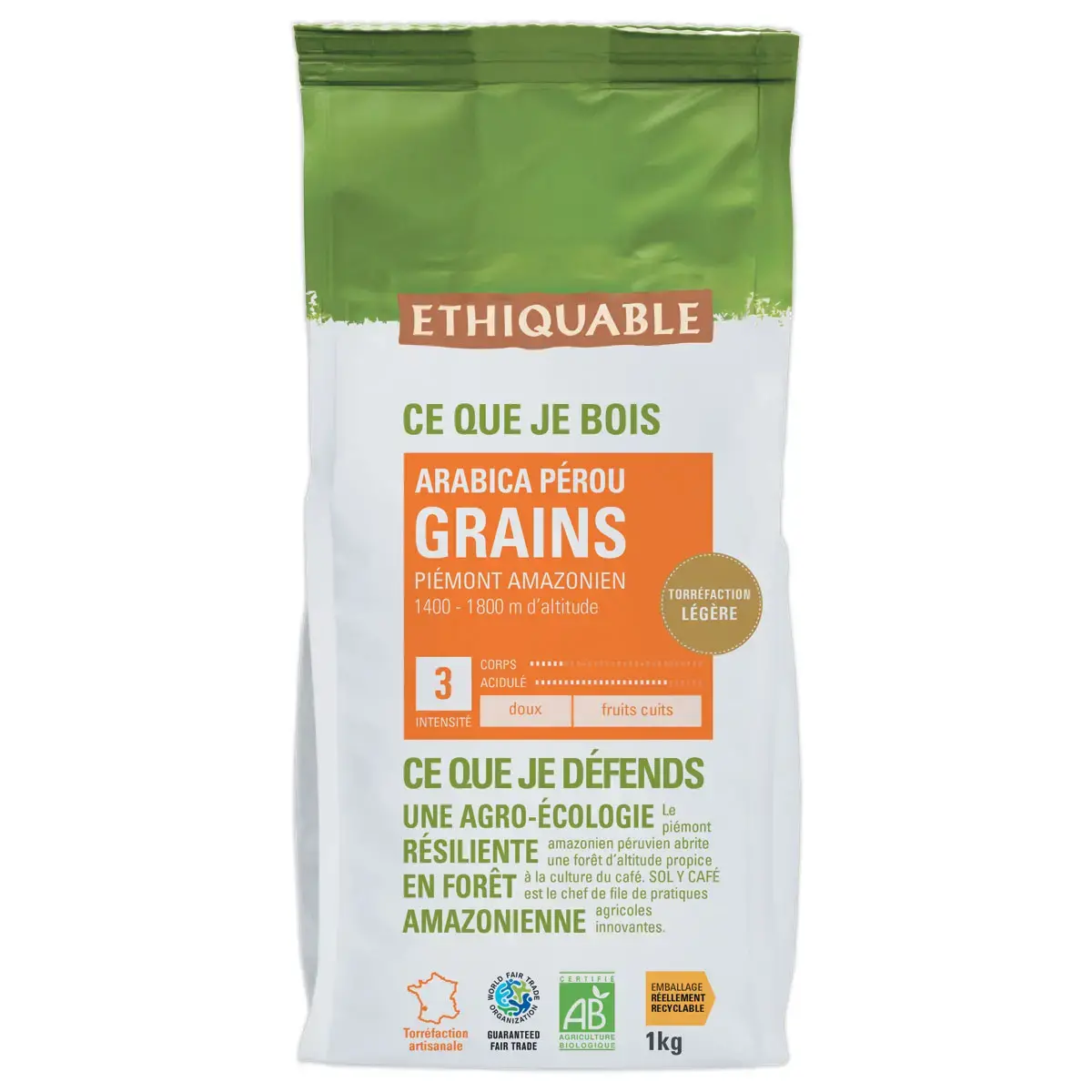 Café en grains Pérou - Bio - 1 kg - ETHIQUABLE