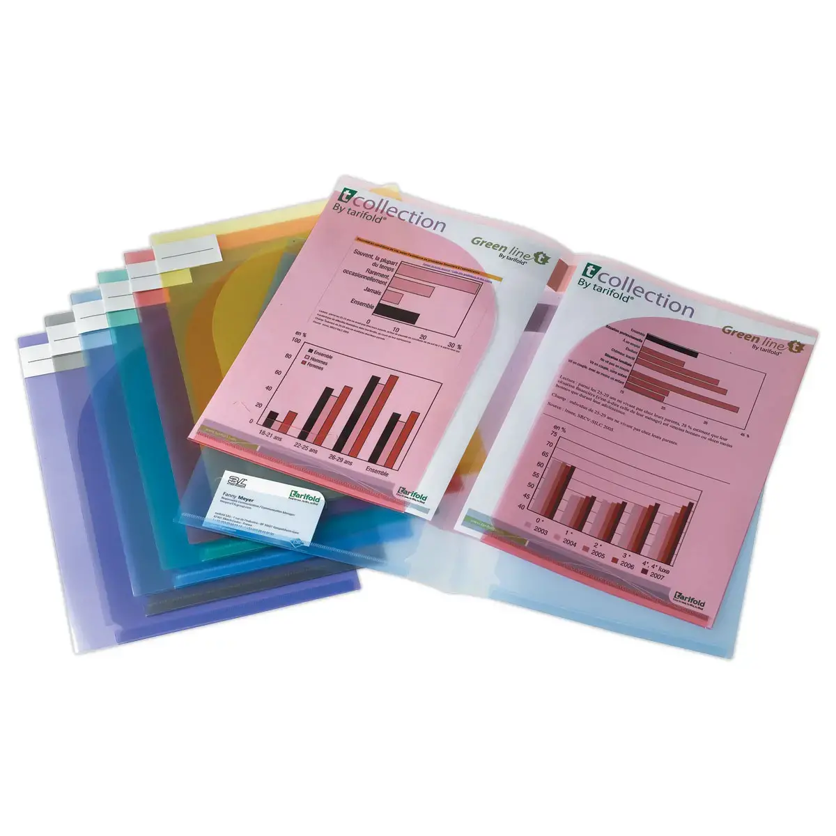 12 Chemises A4 double poche - Transparentes - Coloris assortis - TARIFOLD 