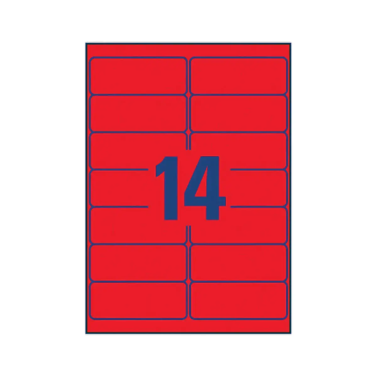 25 Planches d'étiquettes fluorescentes 99,1x38,1 - rouge - AVERY