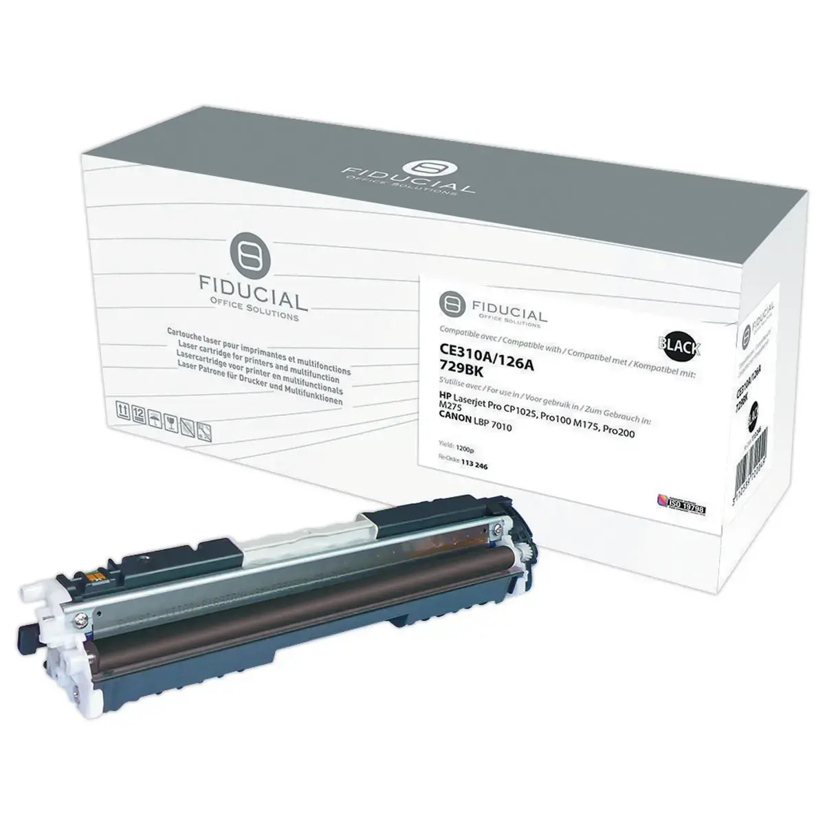 Toner remanufacturé éq. CANON 729 BK, HP CE310A - Noir