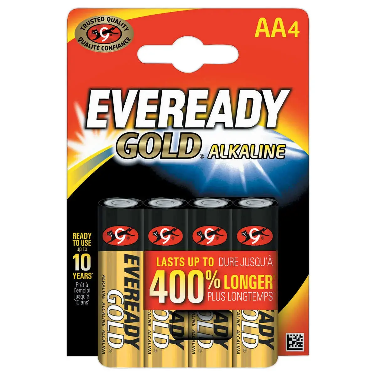 4 Piles alcalines ENERGIZER Eveready LR6(AA) 