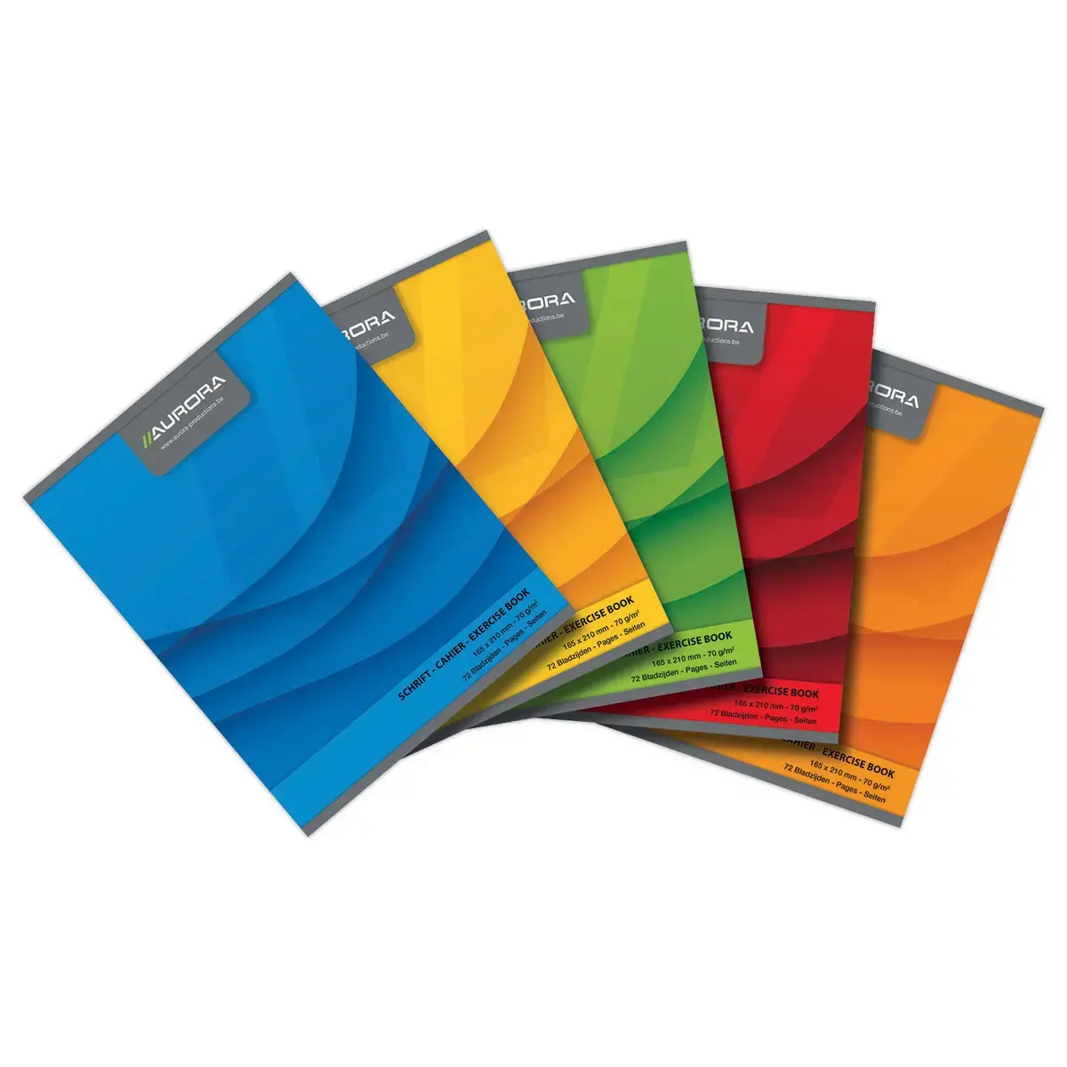 Cahier agrafé AURORA 165 x 210 mm - Ligné avec marge - 70g - 72 pages