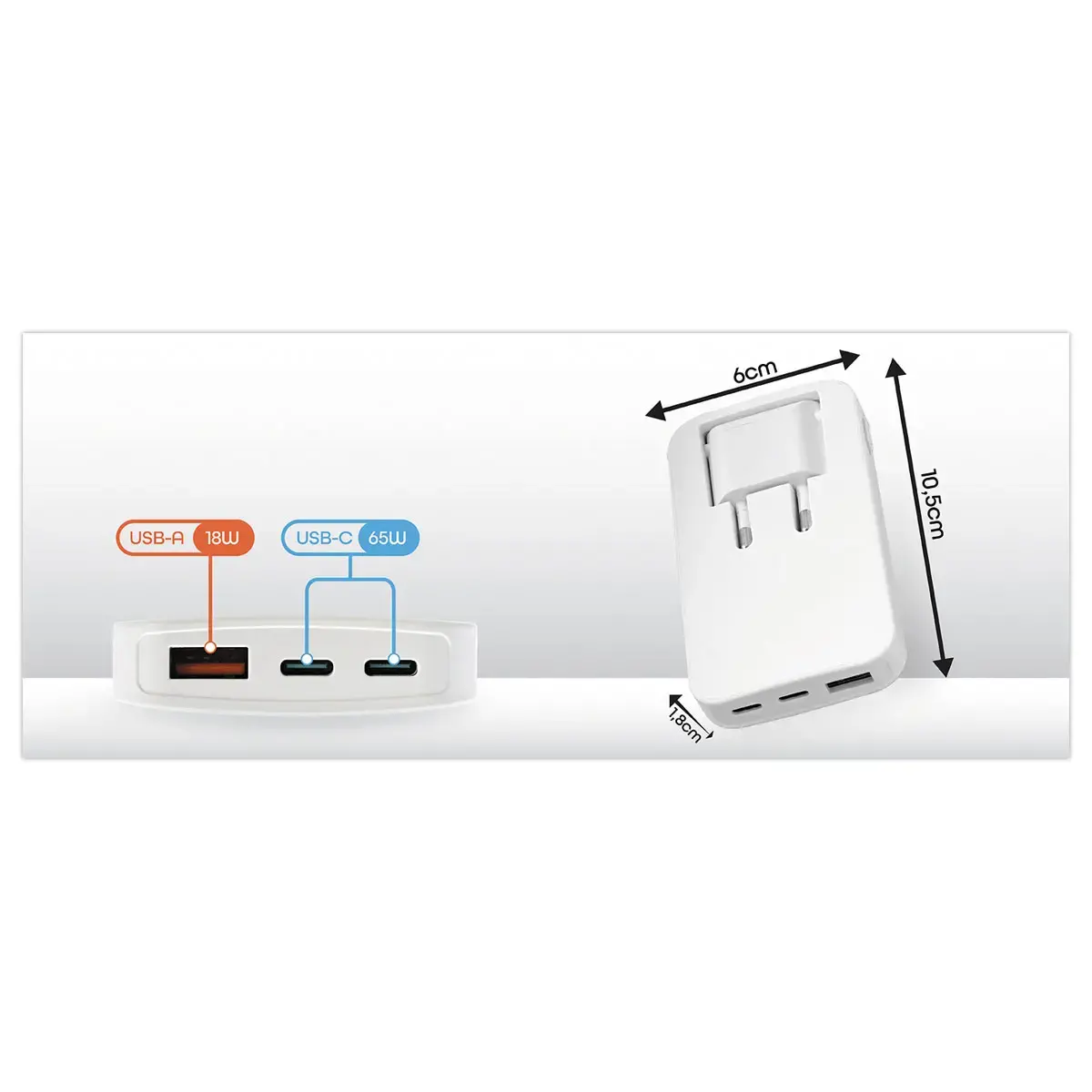 Chargeur Gan Pliable - Charge Rapide 3 ports - T'NB