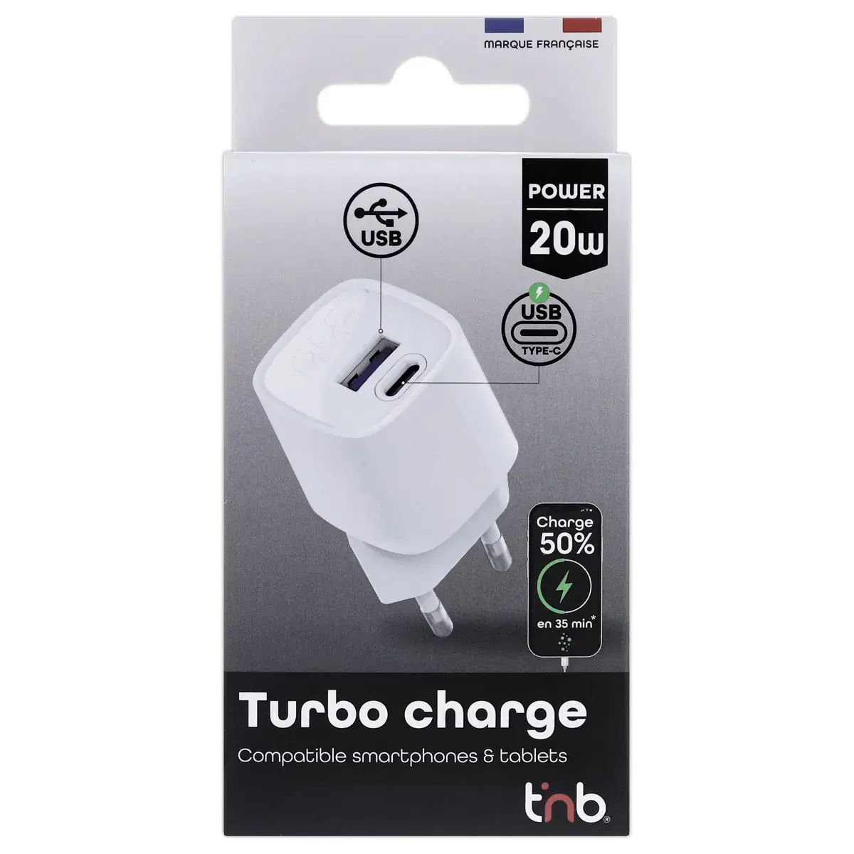 Chargeur Nano USB-C - Charge Rapide 20W - T'NB