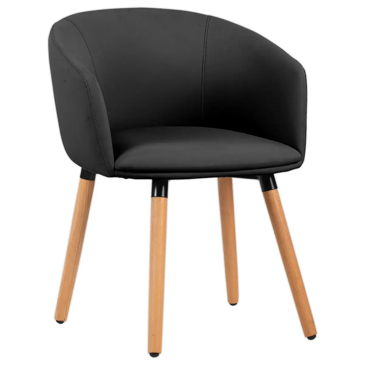 2 Fauteuil ARCO noir pied bois mont&eacute; 