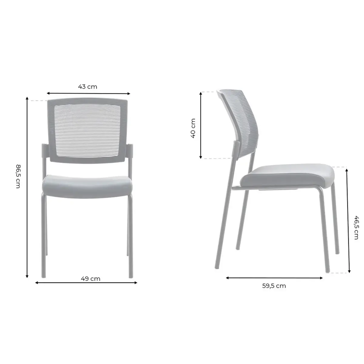 Chaise Synergy Gris Foncé - Acier Robuste - Generique