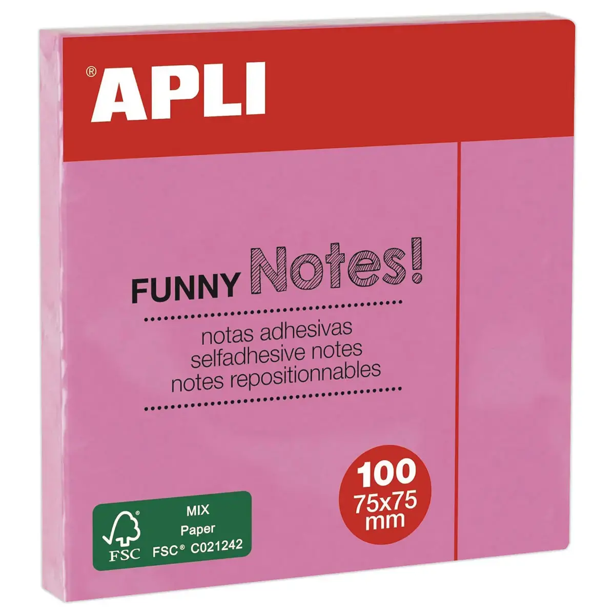 Bloc notes adhésives 75 x 75 mm 100 feuilles rose