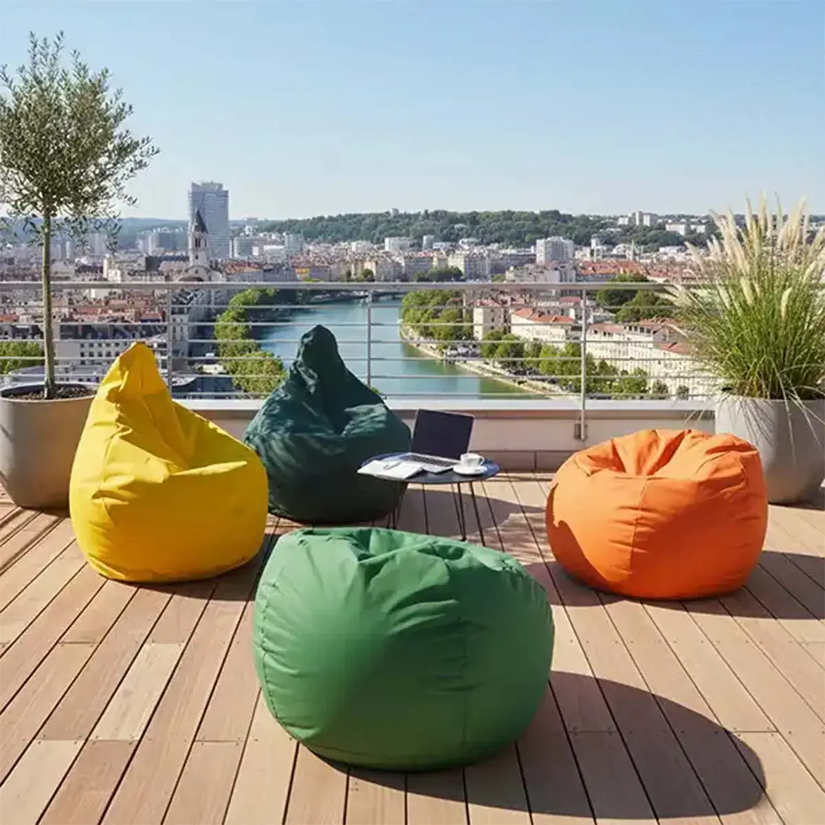 Pouf rond orange