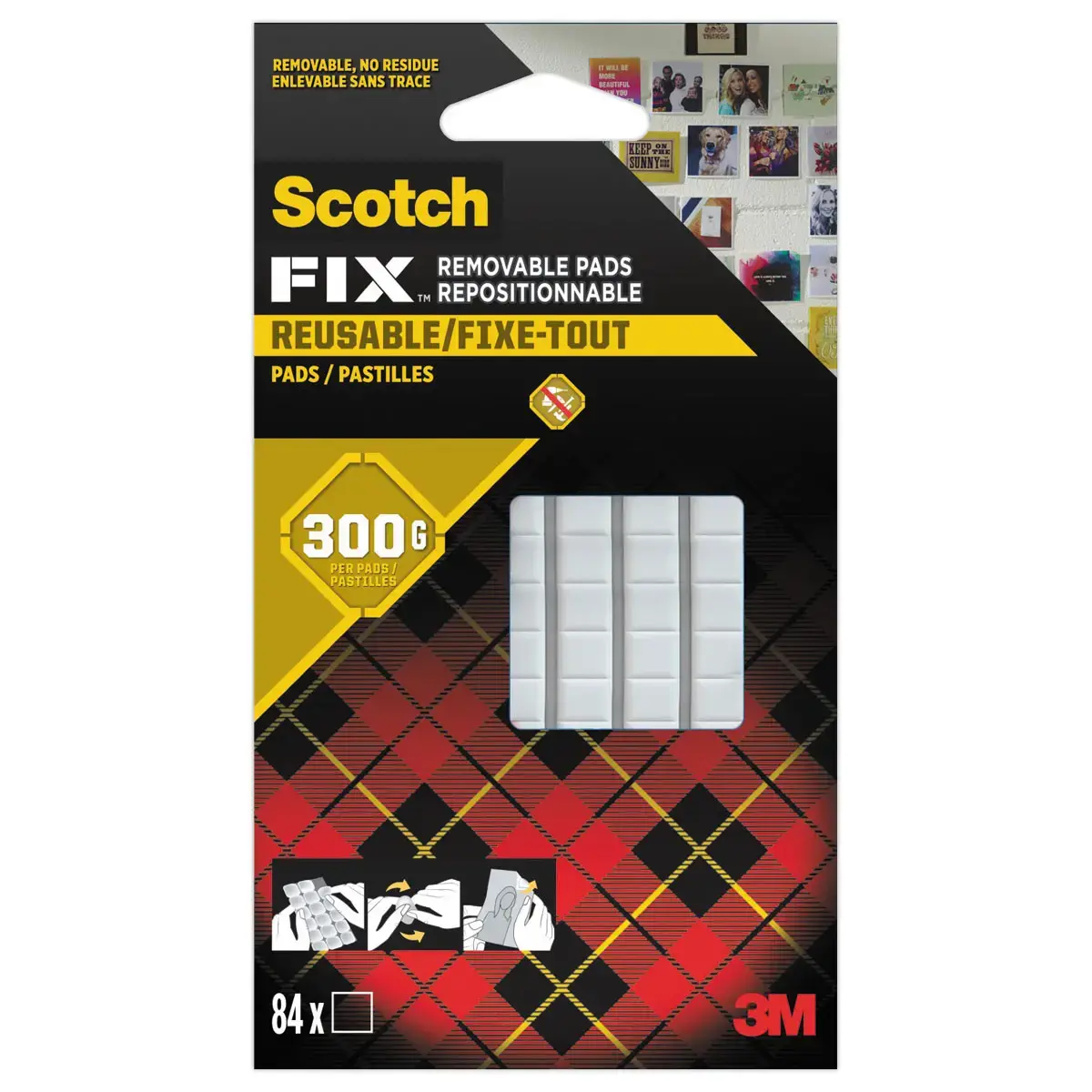 pastilles de pate adhesives blanches Fixetout Scotch