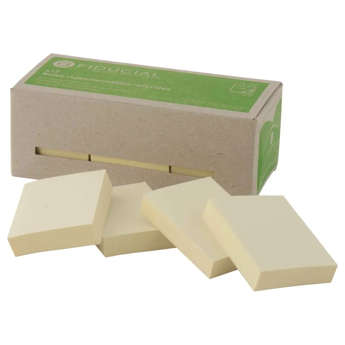 12 Blocs de notes repositionnables et recycl&eacute;es - 38x51 mm - FIDUCIAL 