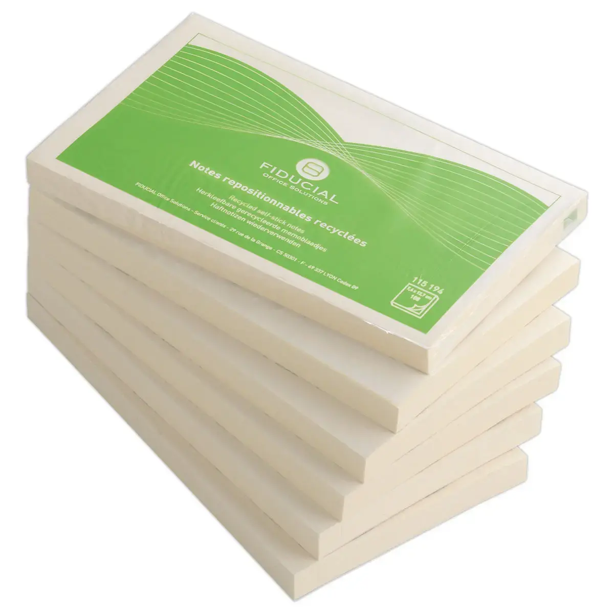 6 Blocs de notes repositionnables et recycl&eacute;es - Jaune - FIDUCIAL 