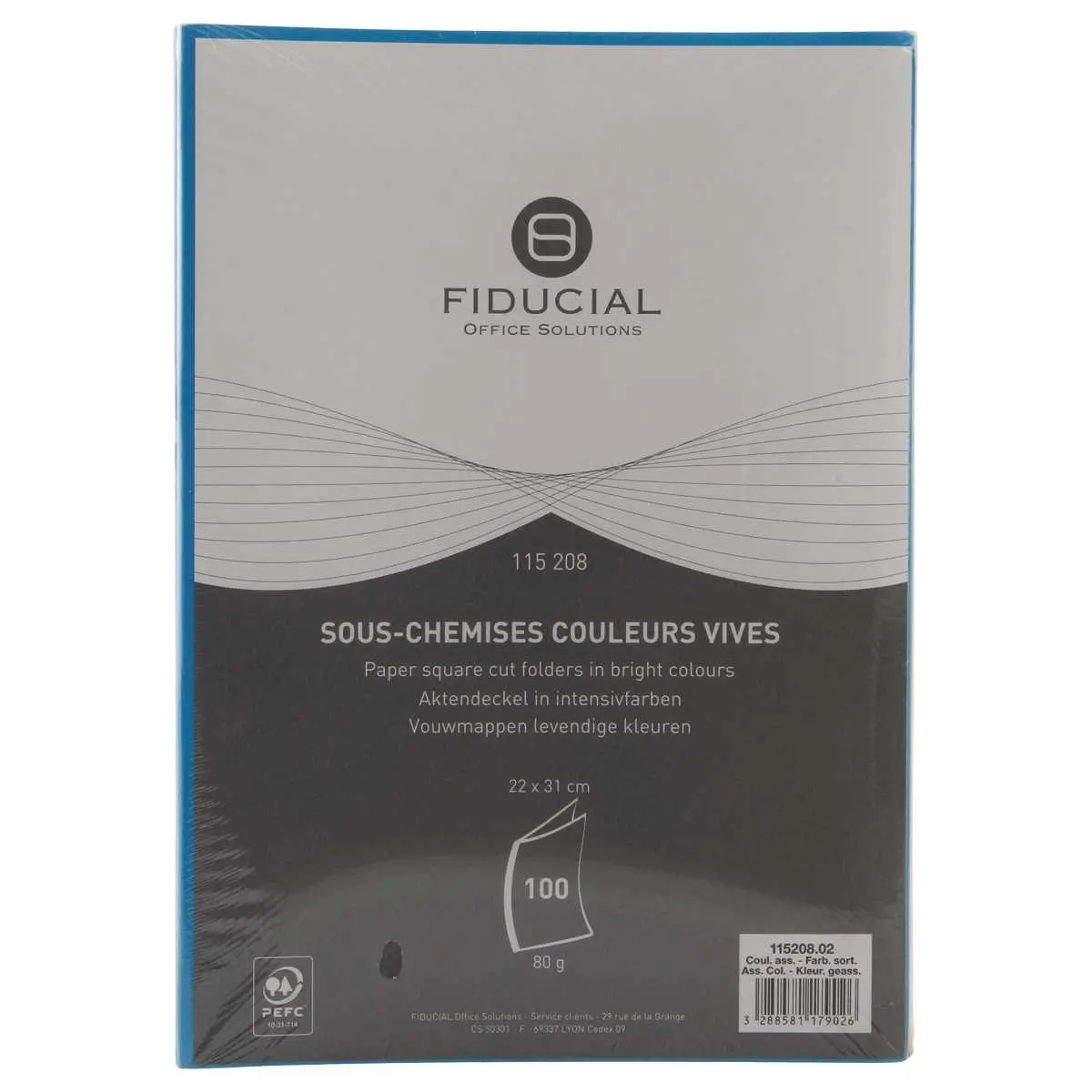 100 Sous-chemises - 22x31 cm - 80g - Coloris assortis - FIDUCIAL