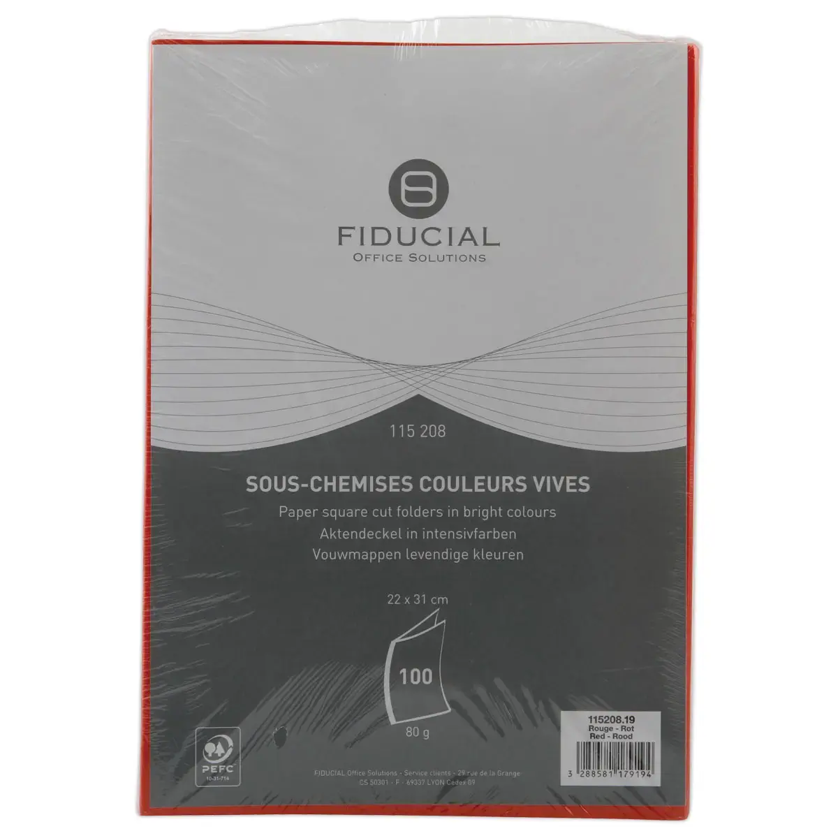 100 Sous-chemises - 22x31 cm - 80g - Rouge 