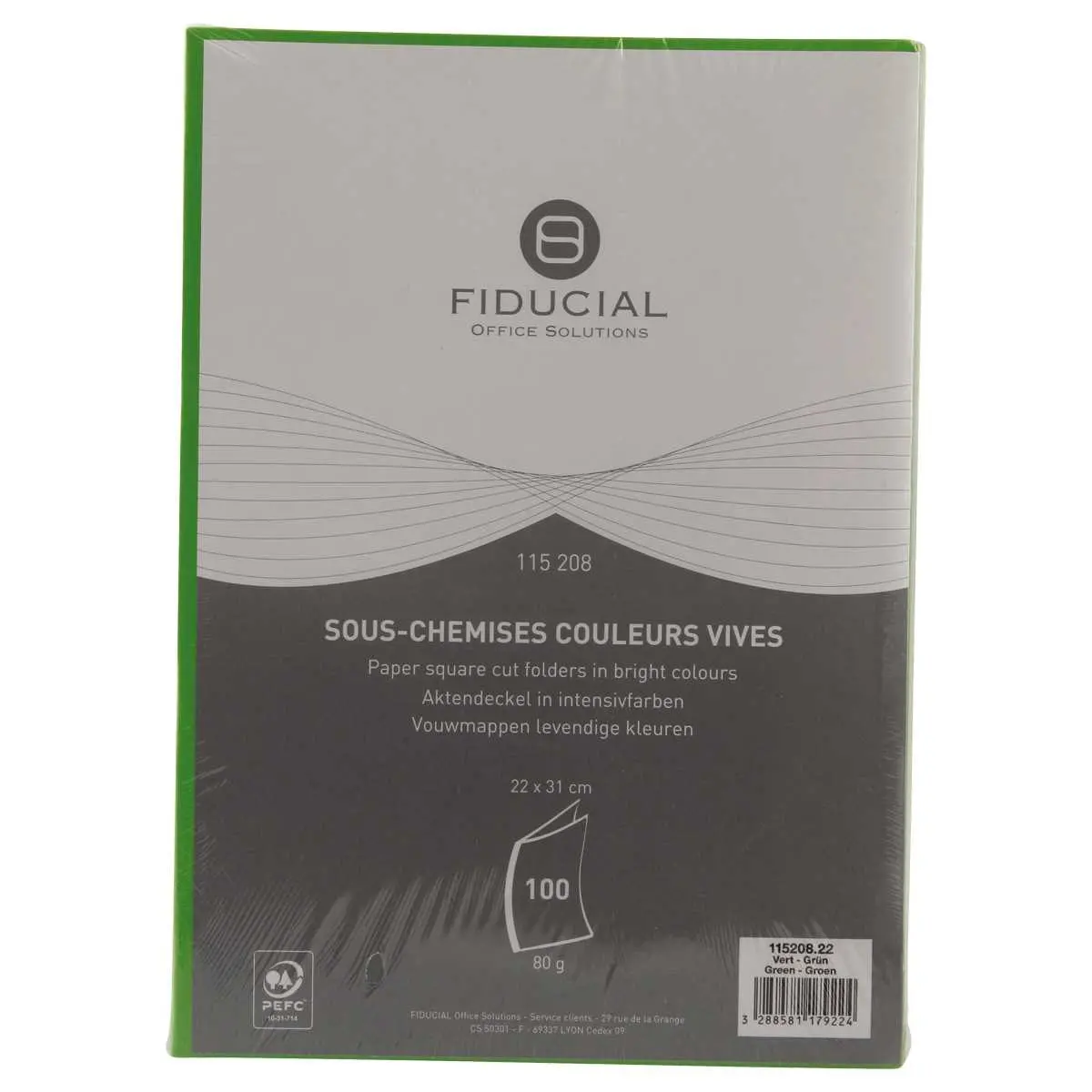 100 Sous-chemises - 22 x 31 cm - 80g - Vert - Fiducial