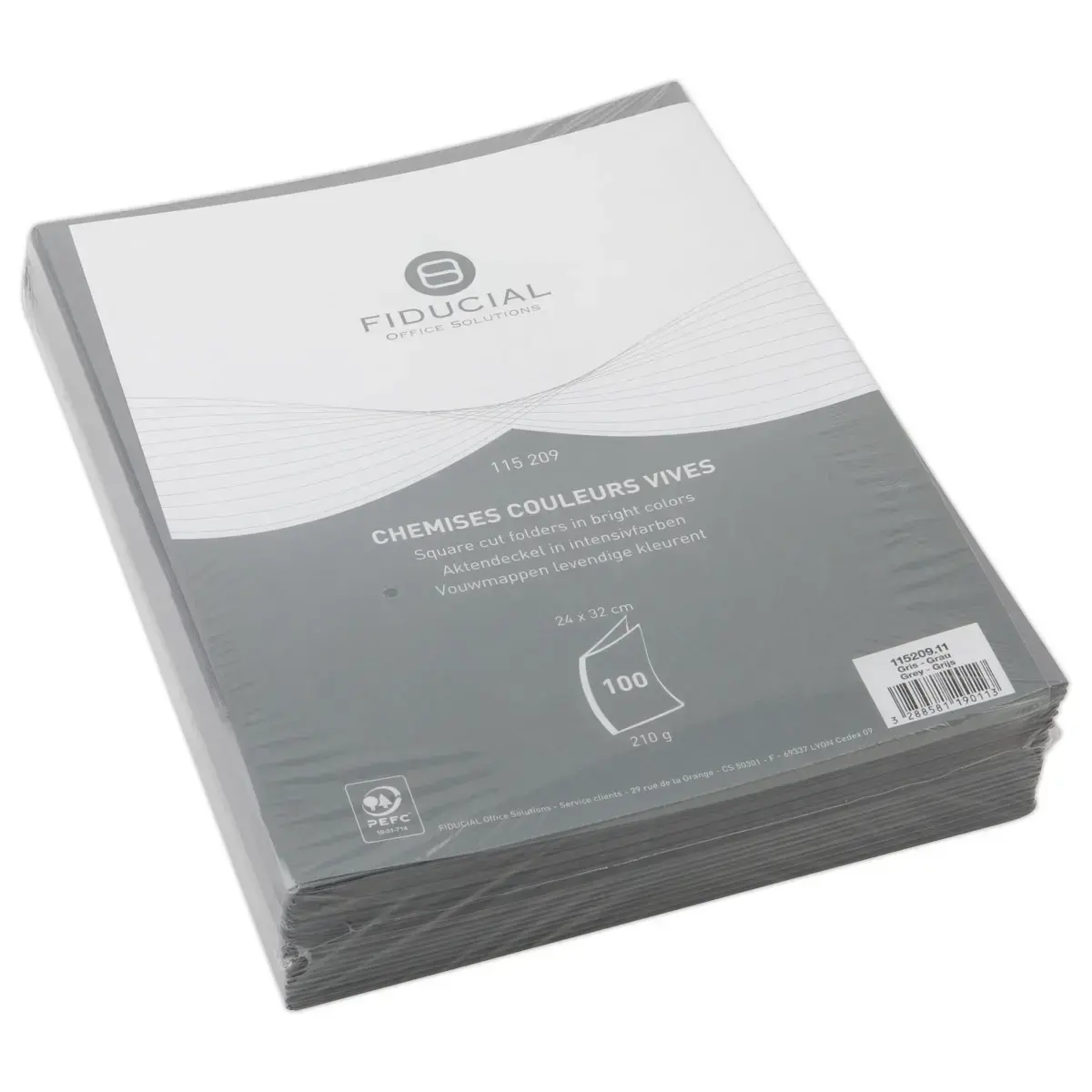 100 Chemises cartonnées colorées - Gris - FIDUCIAL