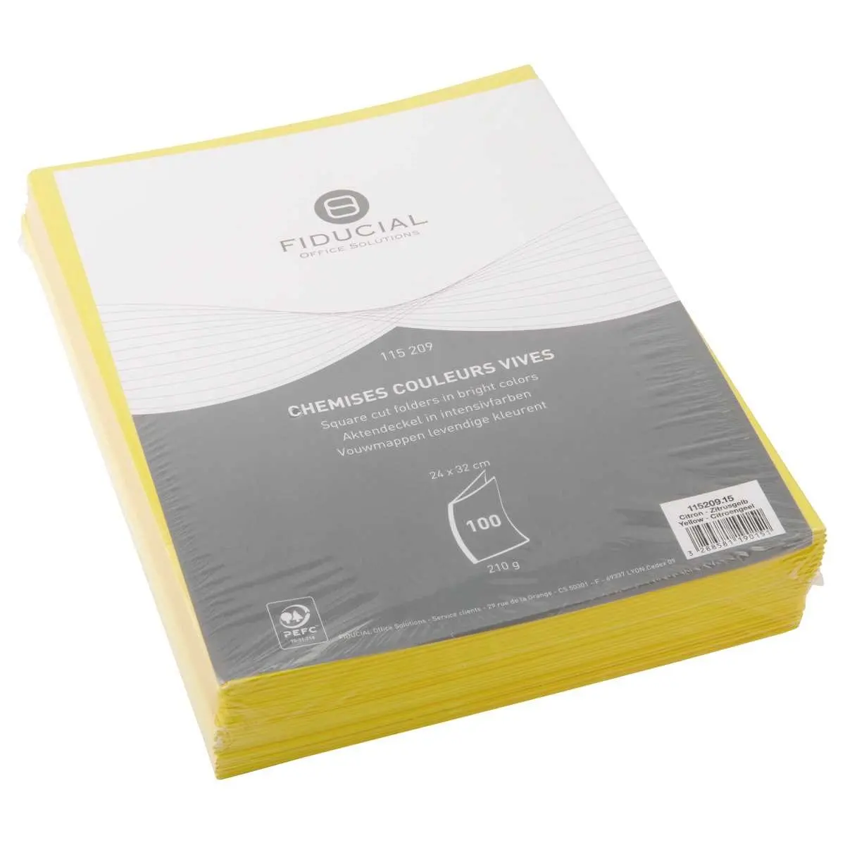 100 Chemises cartonnées colorées - Jaune - FIDUCIAL