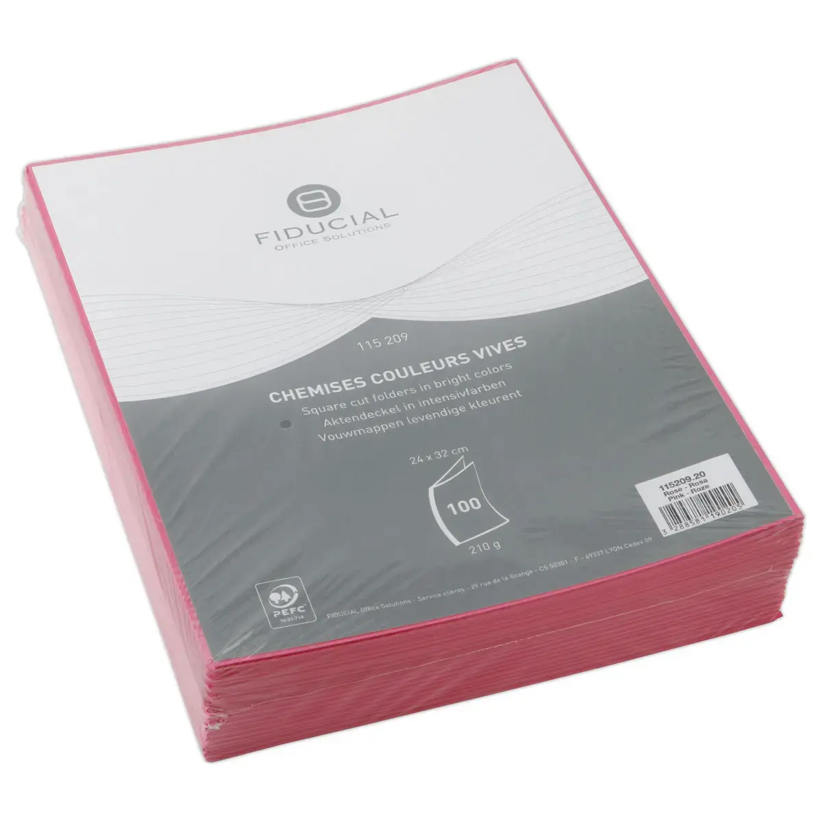100 Chemises cartonnées colorées - Rose - FIDUCIAL