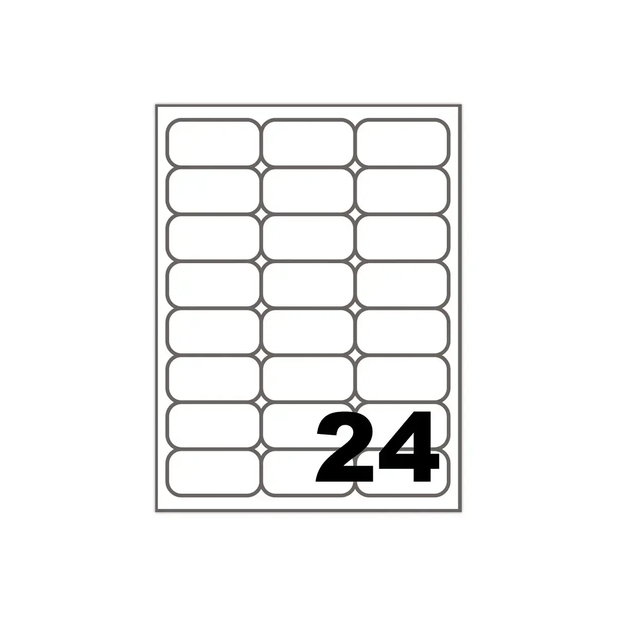 100 planches de 24 étiquettes à coins ronds - 63,5 x 33,9 mm - FIDUCIAL