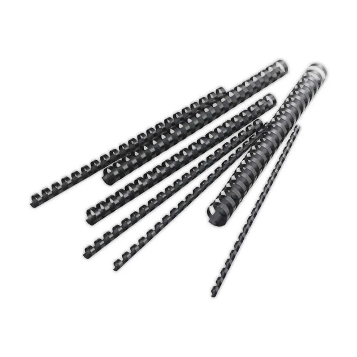 100 Reliures rondes en plastique - 21 anneaux 8 mm - Noir 