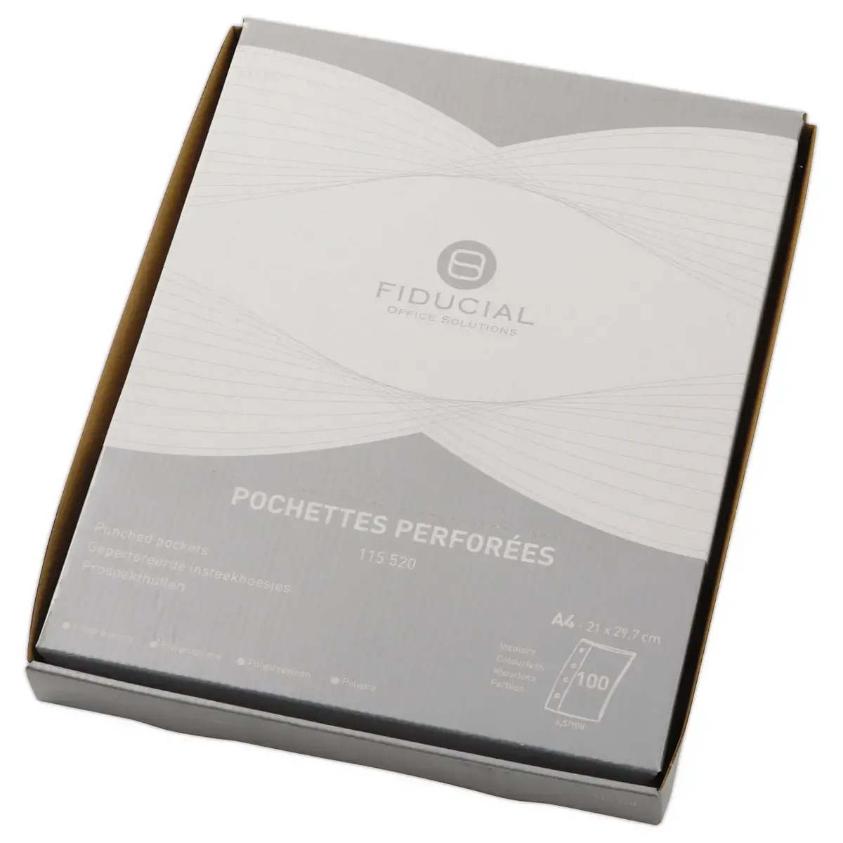 100 Pochettes perforées en polypropylène 6,5/100e lisse - FIDUCIAL
