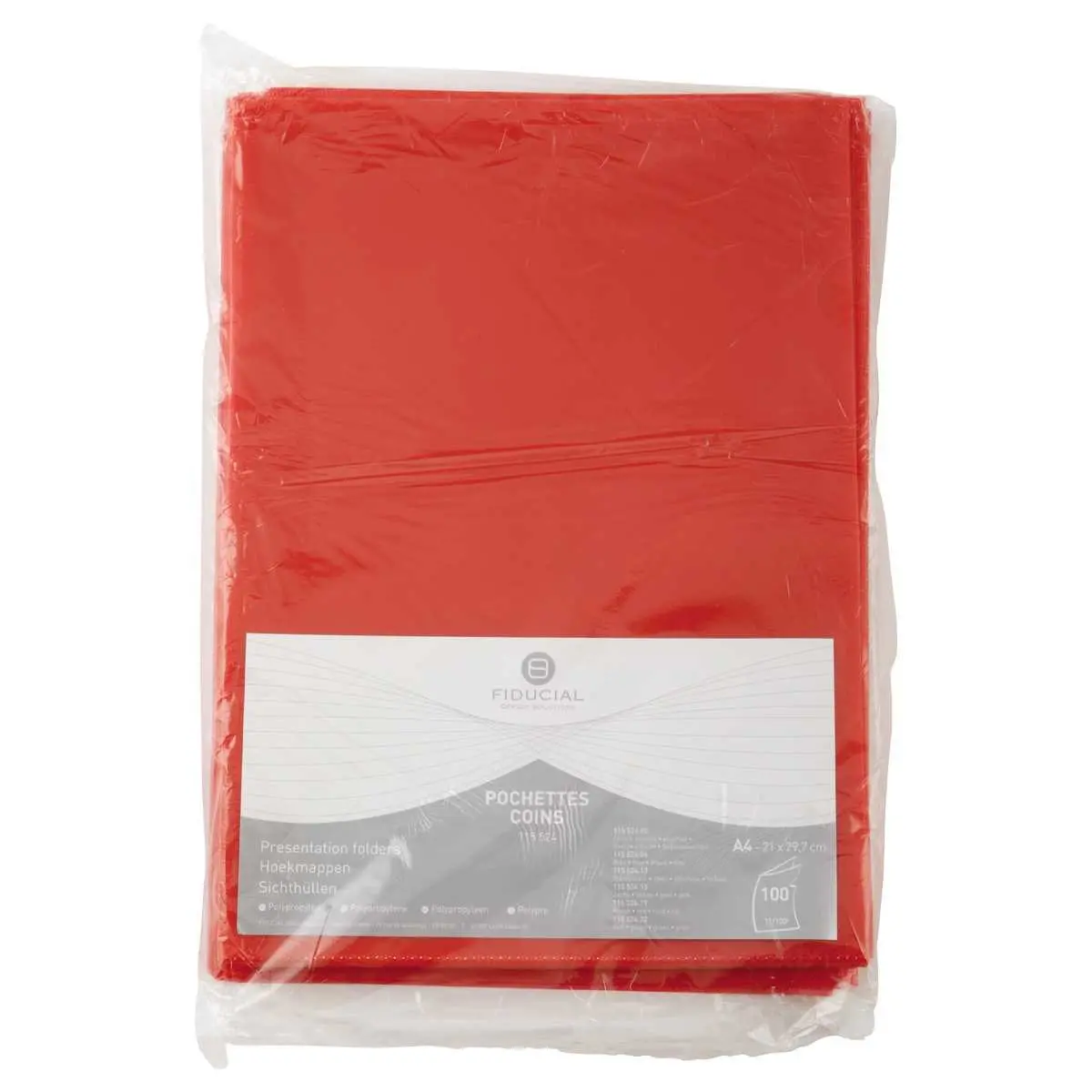 100 Pochettes coins 11/100e Rouge - Fiducial 