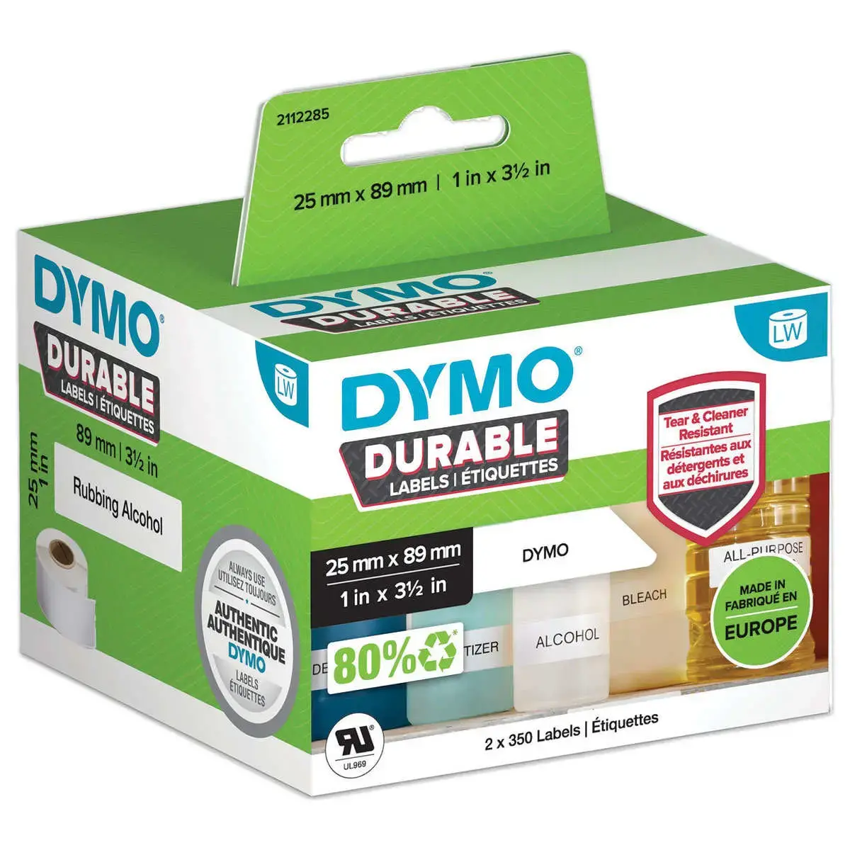 2 Rouleaux de 350 étiquettes DYMO Durable LW identification - 25 x 89 mm