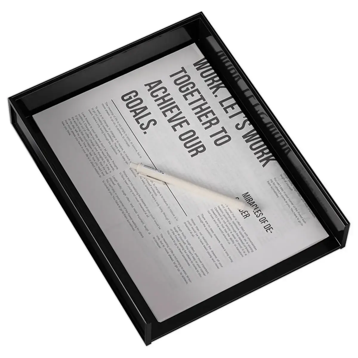 Set de 2 corbeilles &agrave; courrier noires avec trieur de bureau 