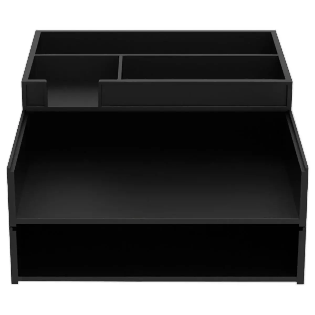Set de 2 corbeilles &agrave; courrier noires avec trieur de bureau 