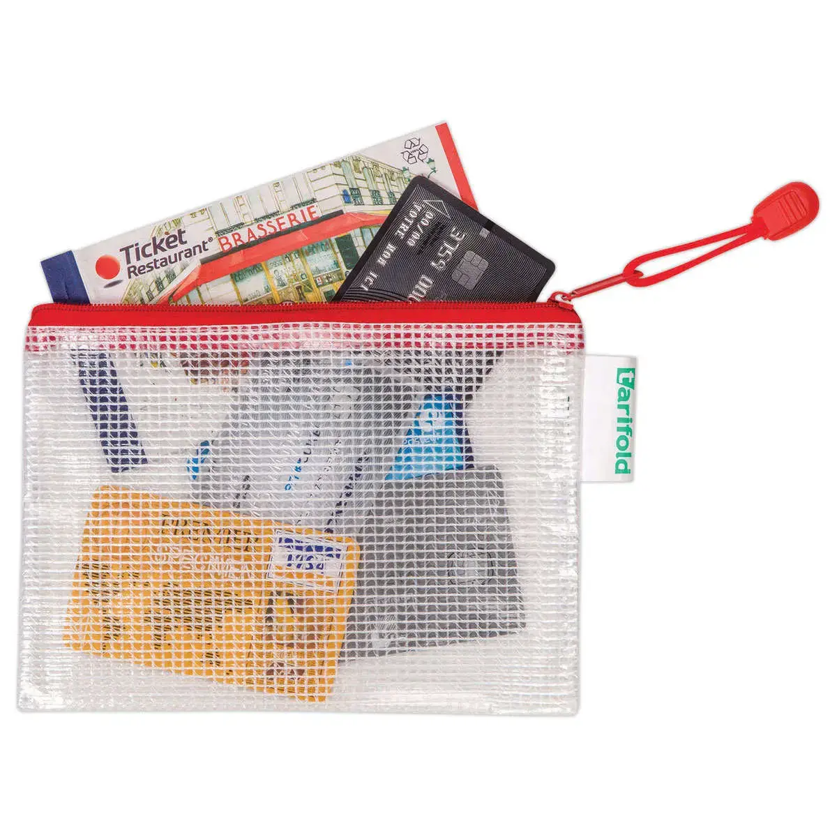 8 Pochettes souples armées zip - A6 - Rouge - TARIFOLD