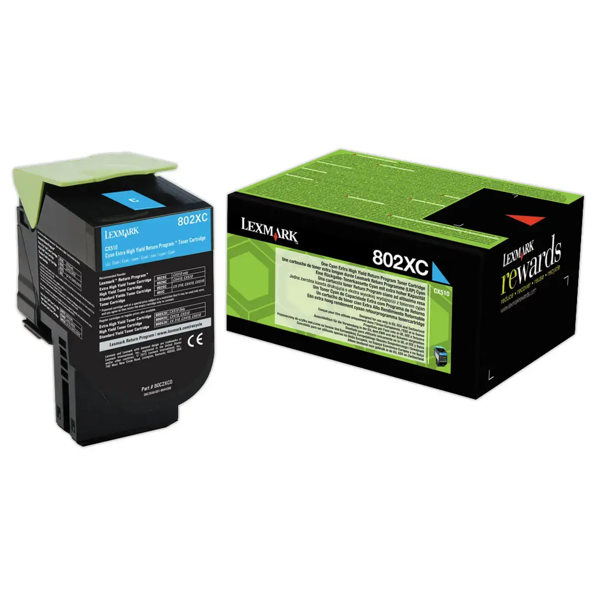 Toner 802 80C2XC0 haute capacité - Cyan - Lexmark