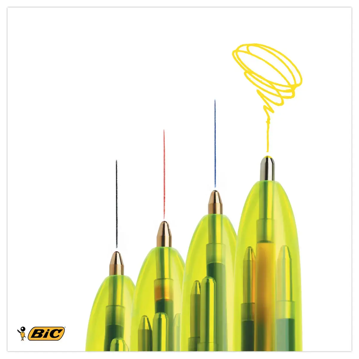 Stylo bille 4 couleurs + surligneur fluo intégré - BIC