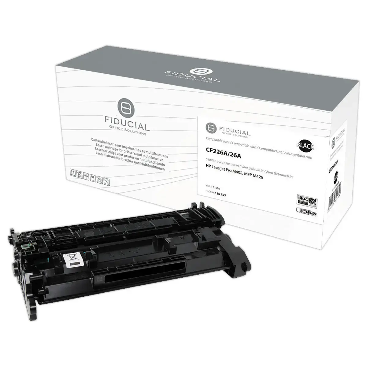 Cartouche noire laser - équiv. HP 26A CF226A - K15870F4 Fiducial