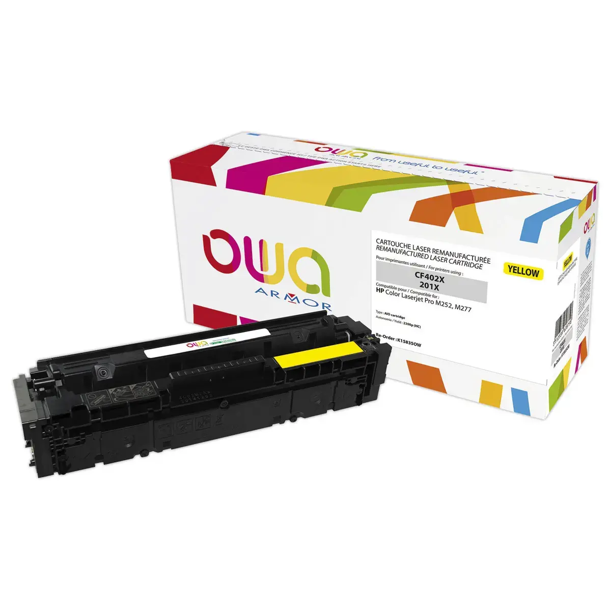Toner éq. HP CF402X - Haute capacité - Jaune - OWA
