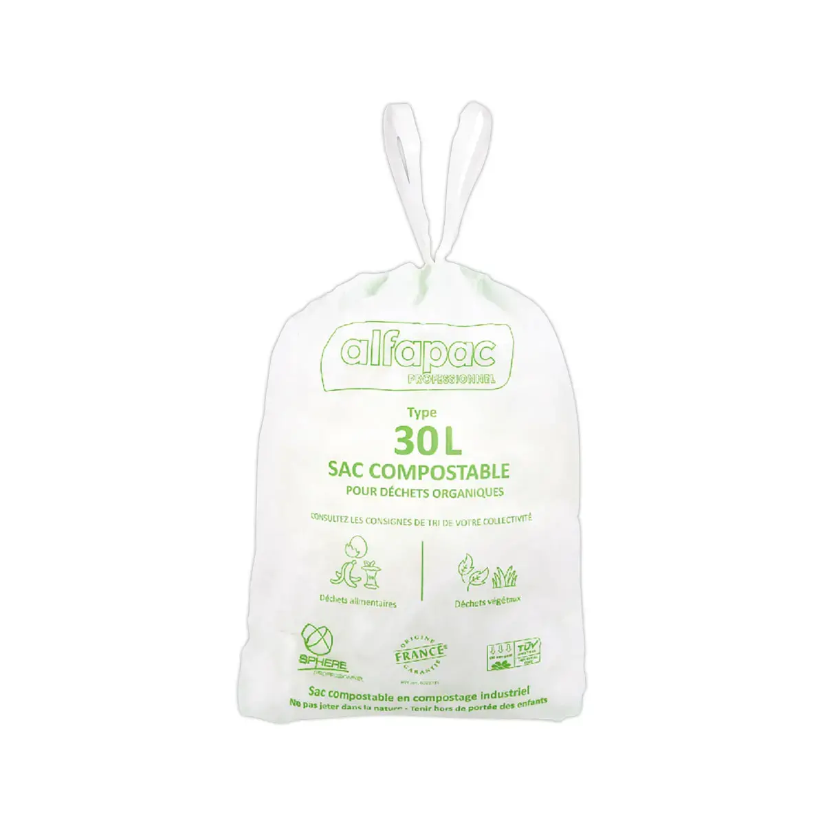 250 Sacs verts pour déchets quotidiens 30L