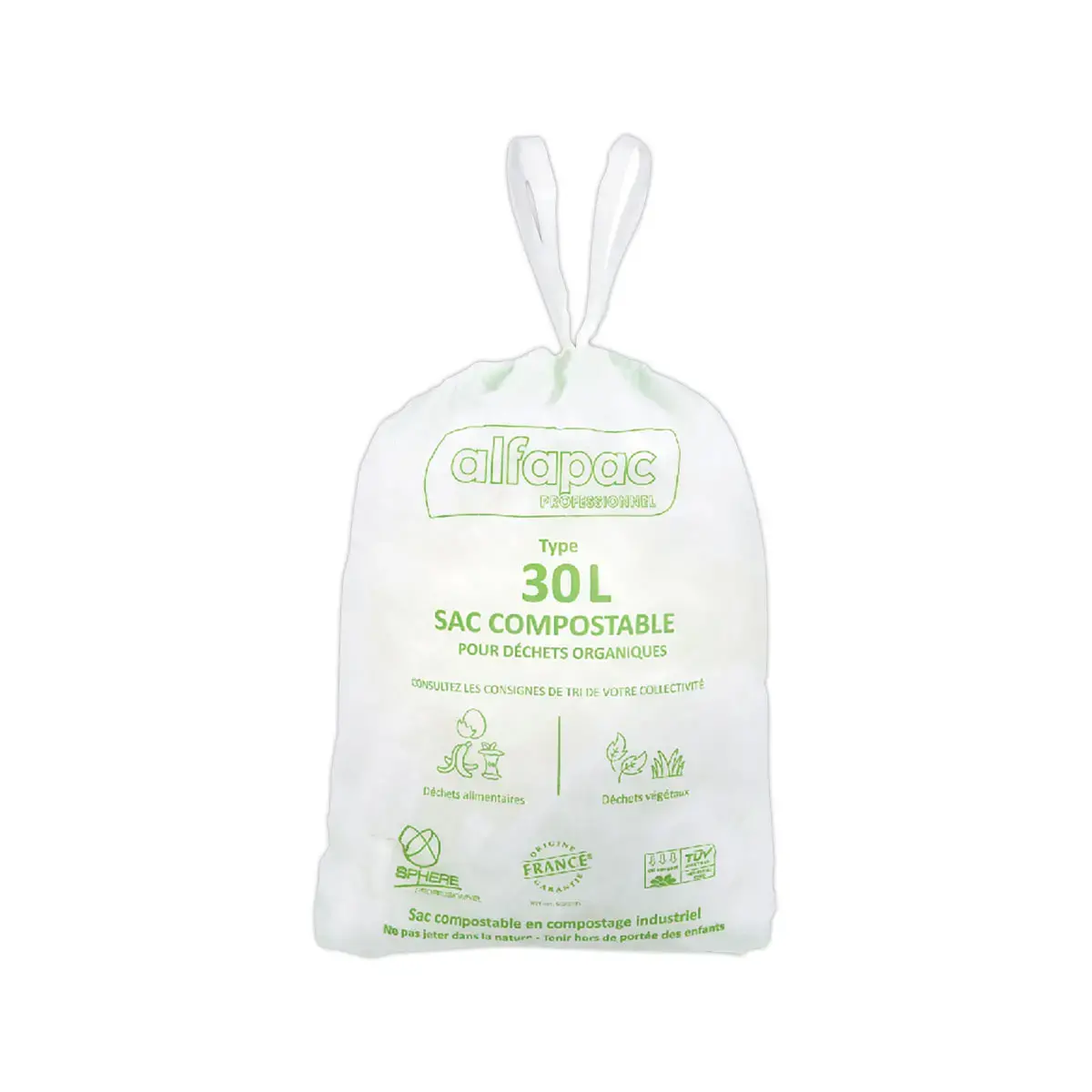 250 Sacs verts pour déchets quotidiens 30L
