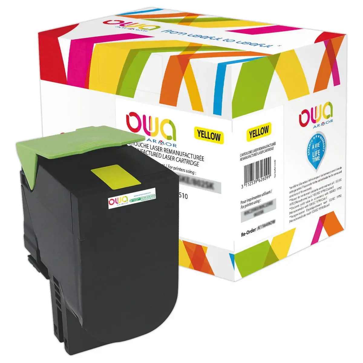 Toner &eacute;q. LEXMARK 80C2SYE, LEXMARK 80C2SY0 - Jaune - OWA 