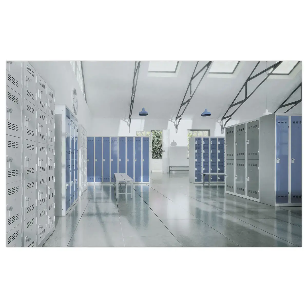 Vestiaire multicases - 180 x 120 cm - Gris/bleu - VINCO INDUSTRIES 