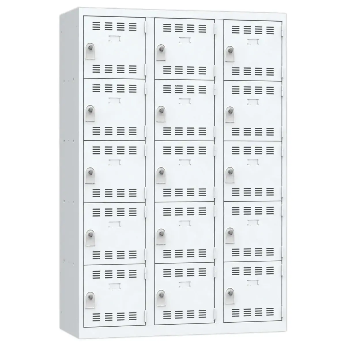 Vestiaire multicases - 3 colonnes de 5 cases - 180 x 120 cm - Gris - VINCO INDUSTRIES