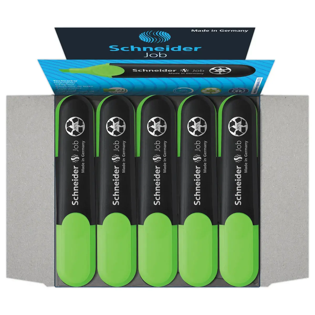 Surligneur Job Vert 1-5mm - Ecologique & Rechargeable - SCHNEIDER 
