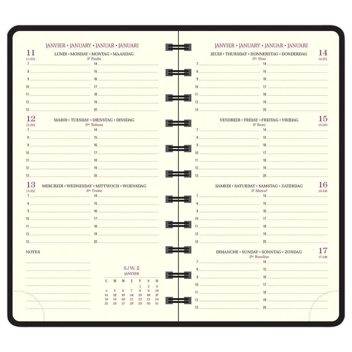 Agenda semainier Swan - 9x16cm - Bleu pétrole - Janvier à décembre - EXACOMPTA