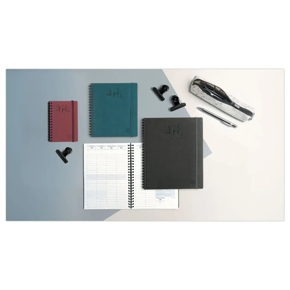 Agenda semainier Swan - 9x16cm - Bleu pétrole - Janvier à décembre - EXACOMPTA