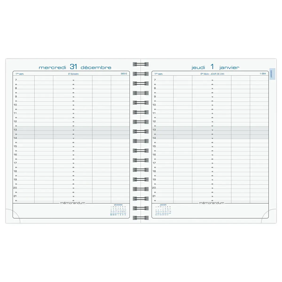 Agenda J/D journalier Exacompta Napura - 18x22,5 cm - Bleu