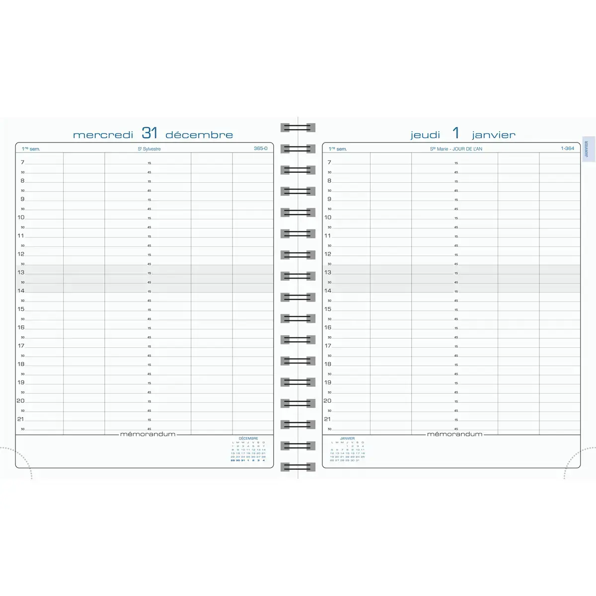 Agenda J/D journalier Exacompta Napura - 18x22,5 cm - Bleu