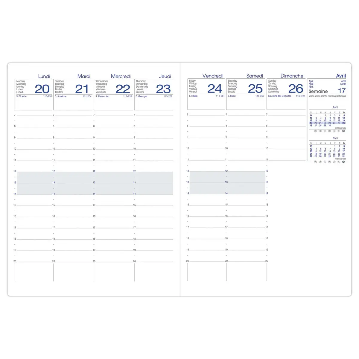Agenda semainier - 16x24 cm - Décembre à décembre - Anthracite