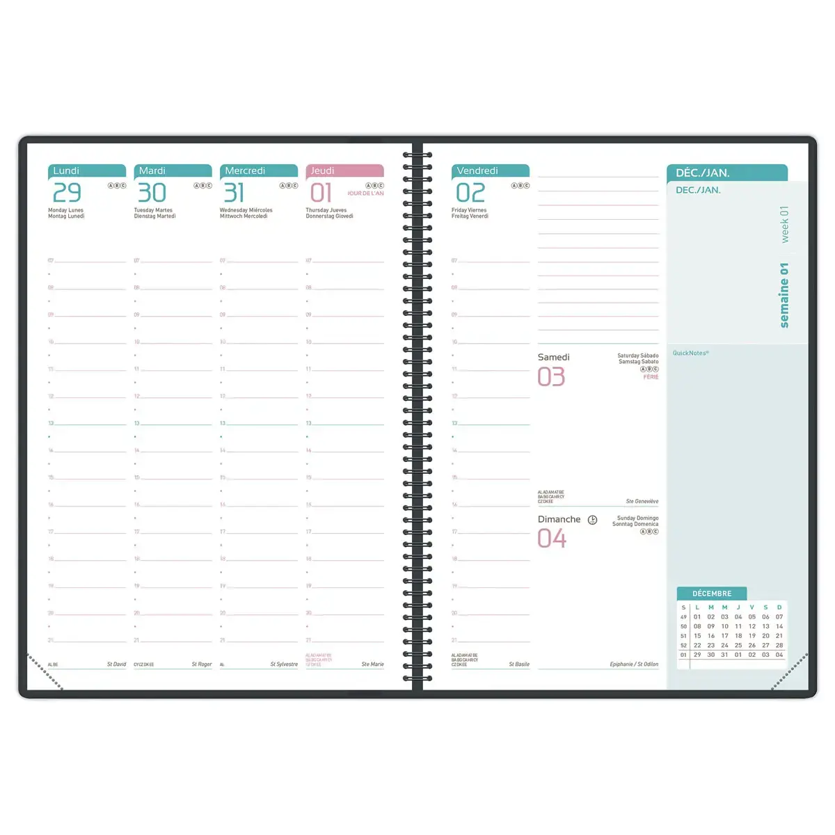 Agenda semainier Flowers - 15x21cm - Rose - Janvier à décembre - OXFORD