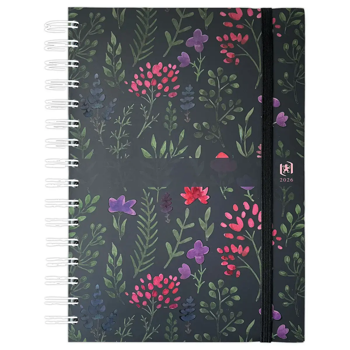 Agenda semainier  Flowers - 15x21cm - Bleu fonc&eacute; - Janvier &agrave; d&eacute;cembre - OXFORD 