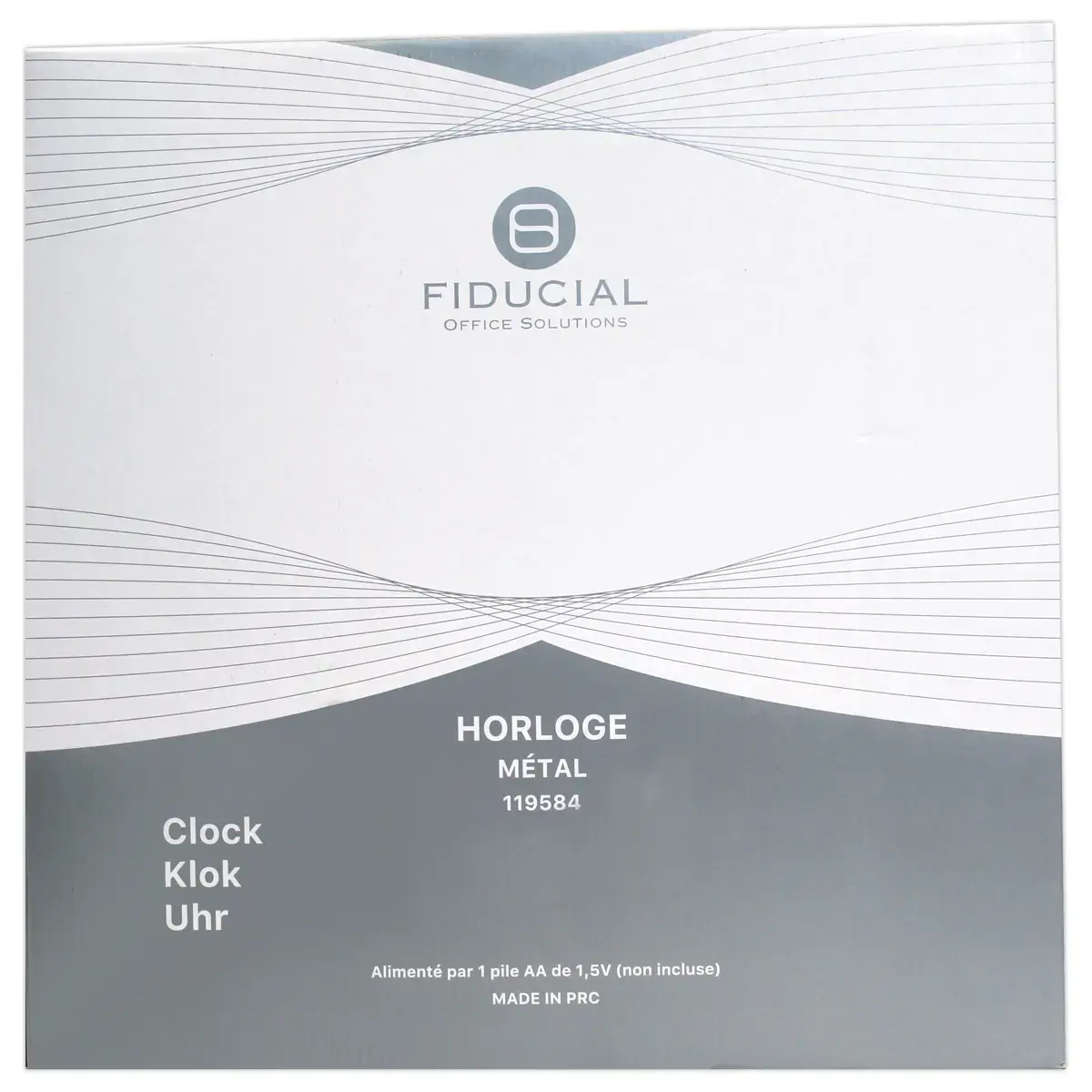 Horloge murale silencieuse gris métal 38 cm